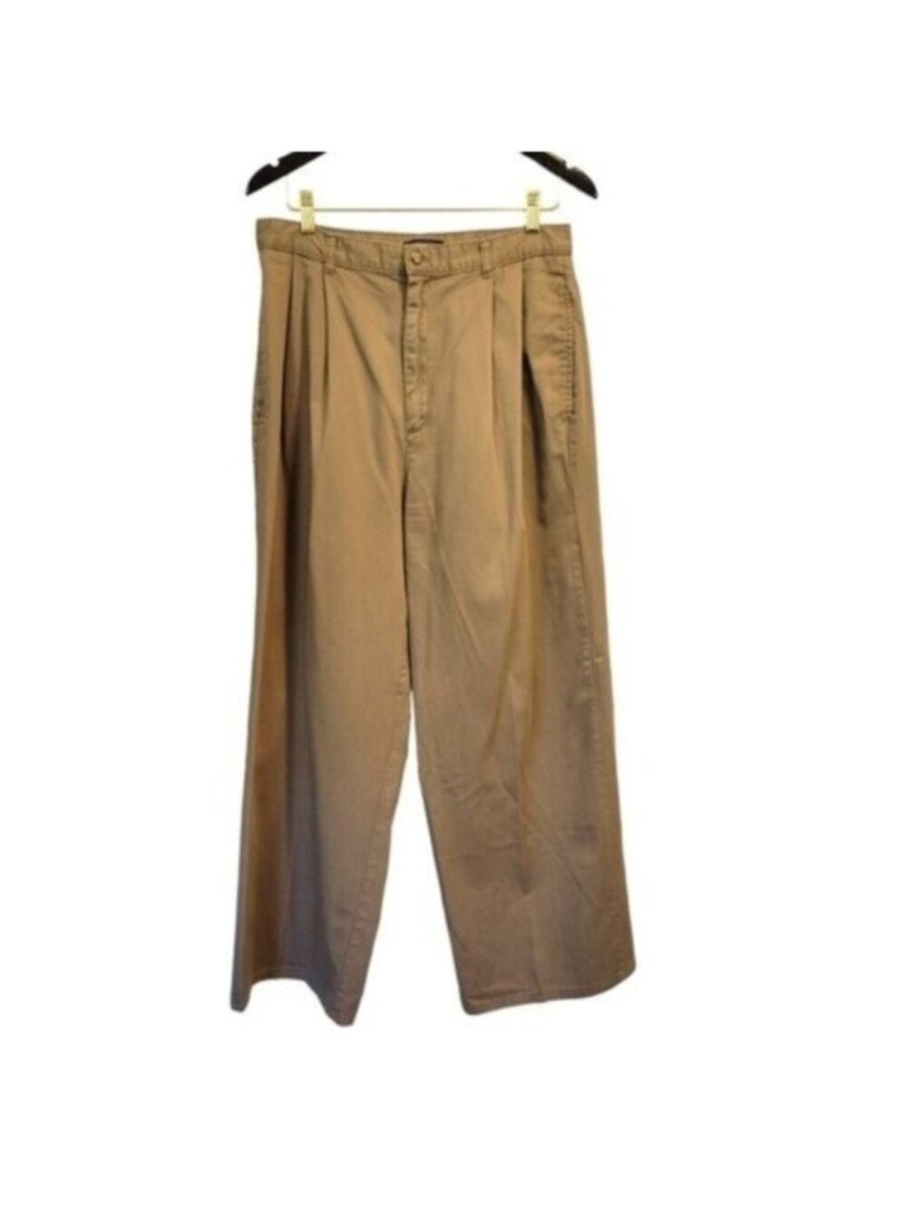 J Peterman Company | High Rise Wide Leg Pleated Pants Tan Brown